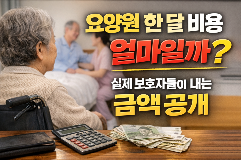 장기요양등급 기준 요양원 한 달 평균 비용과 실제 보호자 부담 금액을 정리한 이미지