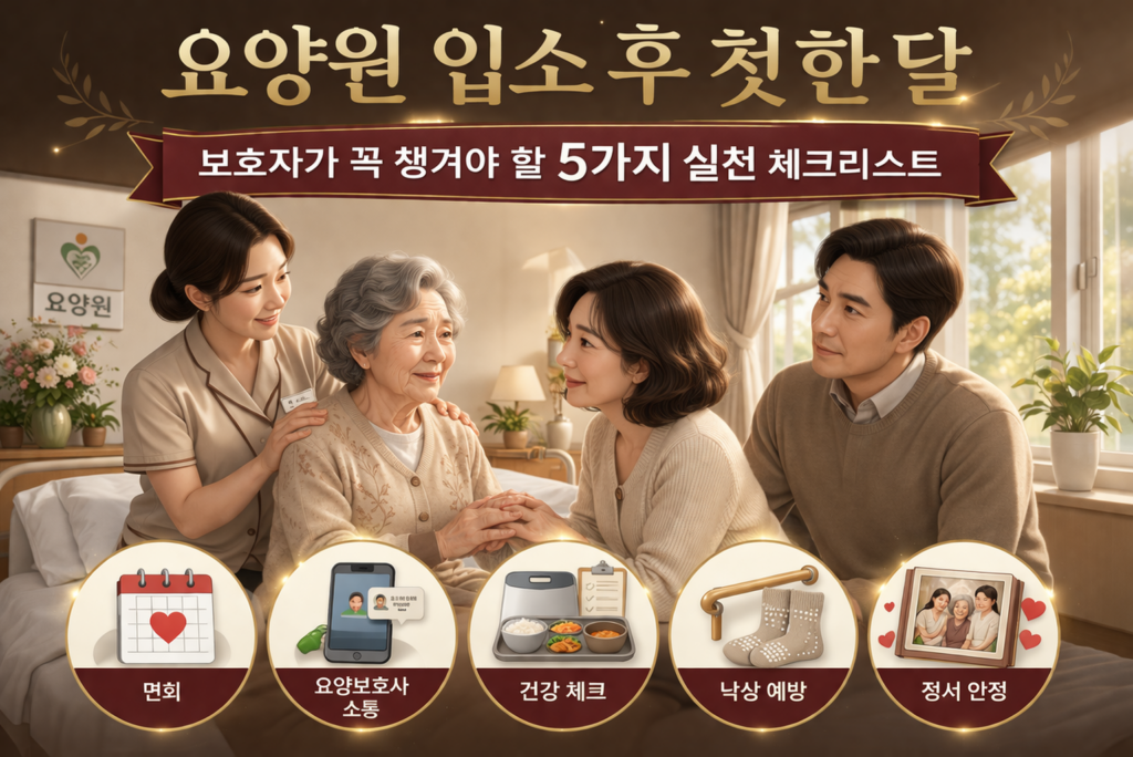 요양원 입소 후 첫 한 달, 부모님 적응을 돕는 보호자가 꼭 챙겨야 할 5가지 실천 체크리스트