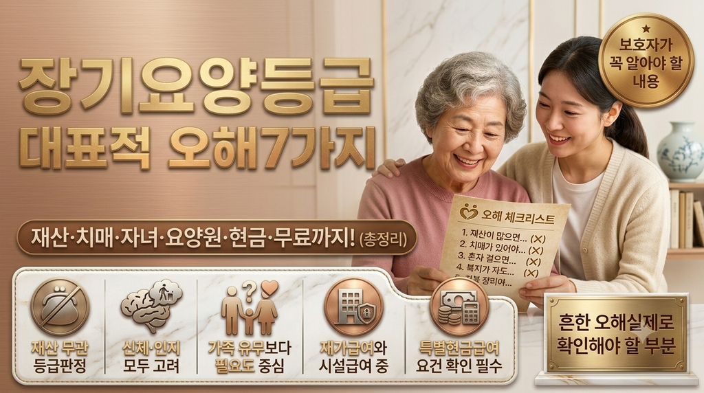 장기요양등급 오해 7가지에 대한 내용은 아이콘으로 나열